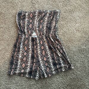 Fashion Nova Snake Print Strapless Jumpsuit